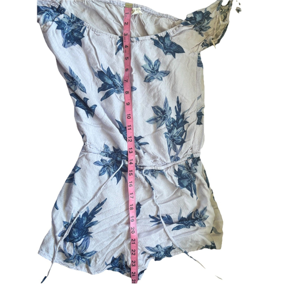 Honey Punch Pants - Honey Punch Blue Tropical Floral Jumpsuit Romper Tassel Tie Boho Festival Summer